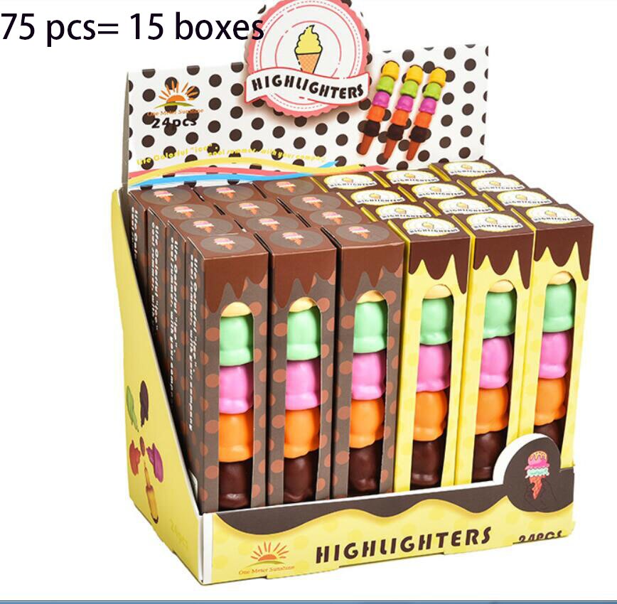75 sztuk/partia kreatywny mini lody wyróżnienia Kawaii 5 kolory rysunek malarstwo Sztuka znacznik długopis szkolne papiernicze prezent: Default Title