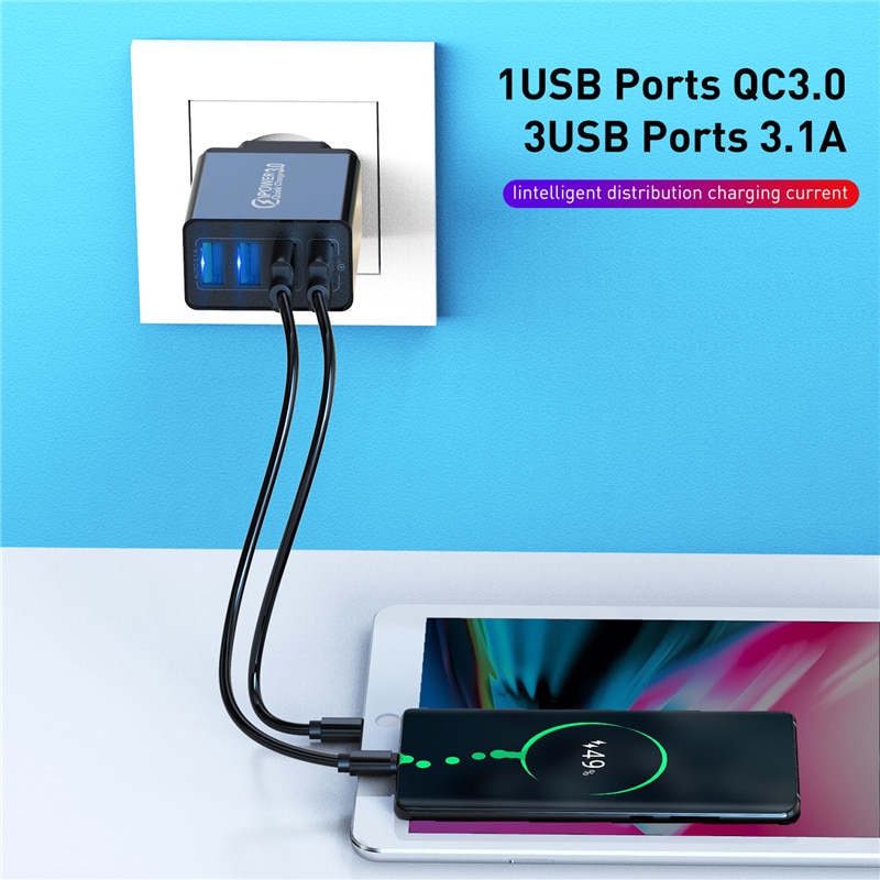 KSTUCNE 3A USB Charger Quick Charge 48W Phone Charger For iPhone XS 11 Pro Max Xiaomi Huawei P20 Lite Samsung s9 S8 Fast Charger