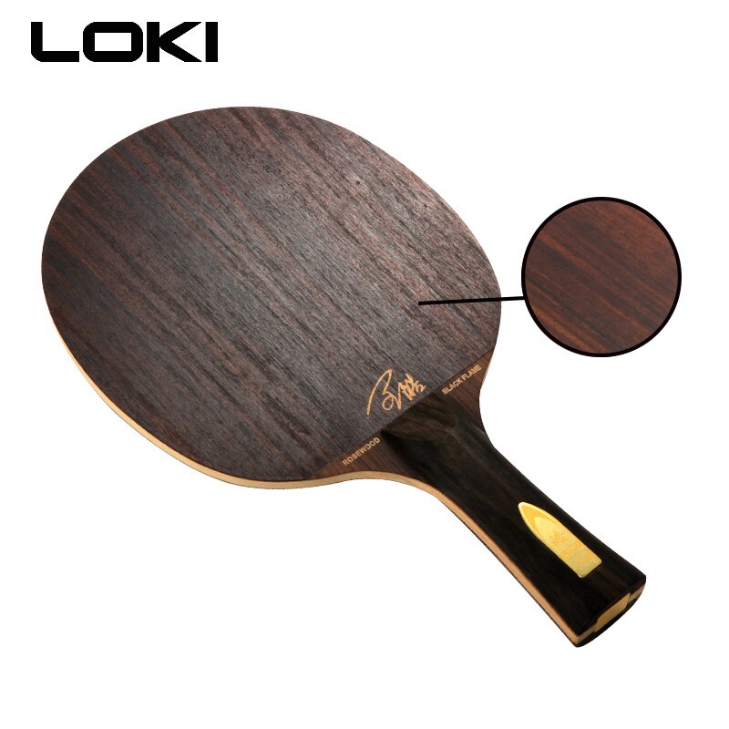 LOKI-Mesa de palo santo con llama negra, hoja de tenis de 5 capas, hoja de Ping Pong, raqueta de tenis de mesa de rendimiento: Long handle
