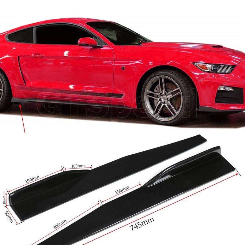 2 styks 75cm bil auto body kit sideskørter forlængelse splitter støbning trim