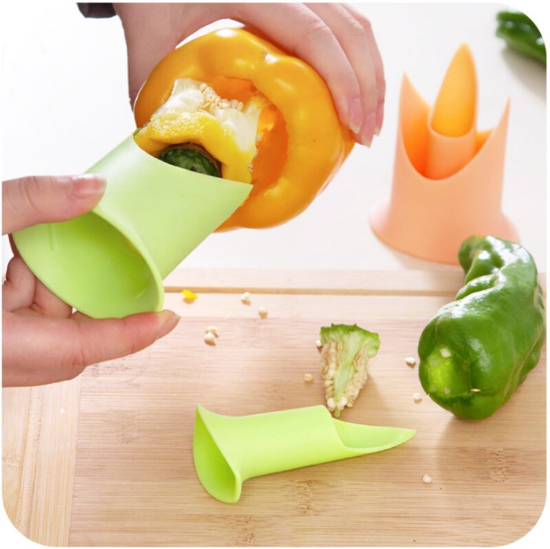 2in1 Peper Chili Bell Jalapeno Corer Zaad Remover Green Pepper Chilli Cutter Corer Slicer Fruit Dunschiller Keukengereedschap