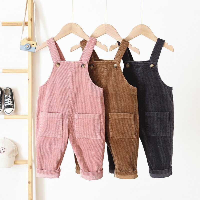 Baby Boy Overalls Effen Kleur Herfst Lente Corduroy Meisjes Jumpsuit Casual Losse Baby Kids Jumpsuit Broek Met Zakken