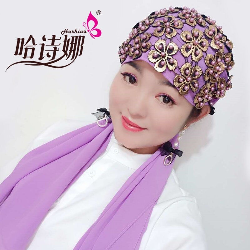 Shiny Women Beauty Floral Pattern Gold Sequin Shawl Scarf Beading Arab Islamic Wedding Hijab Chiffon Modesty Headscarf Head Wrap