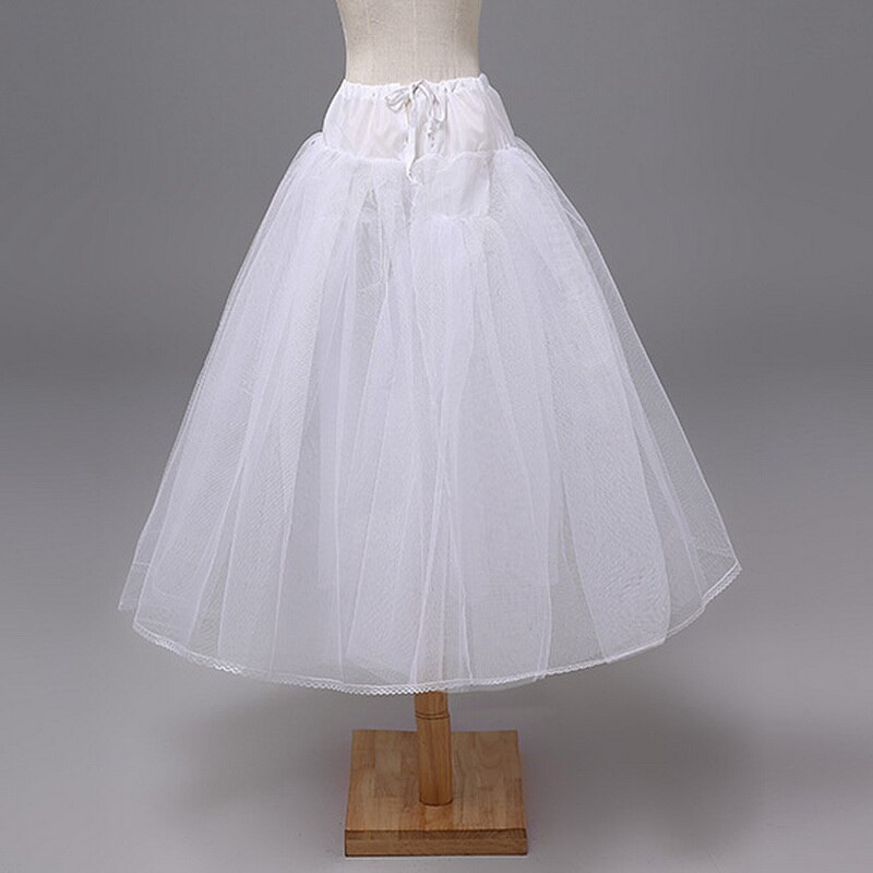 Adjustable 3 Layers Hoopless Petticoat for Girls Kids Long Cosplay Party Crinoline Slip Flower Girls Wedding Dress Underskirt