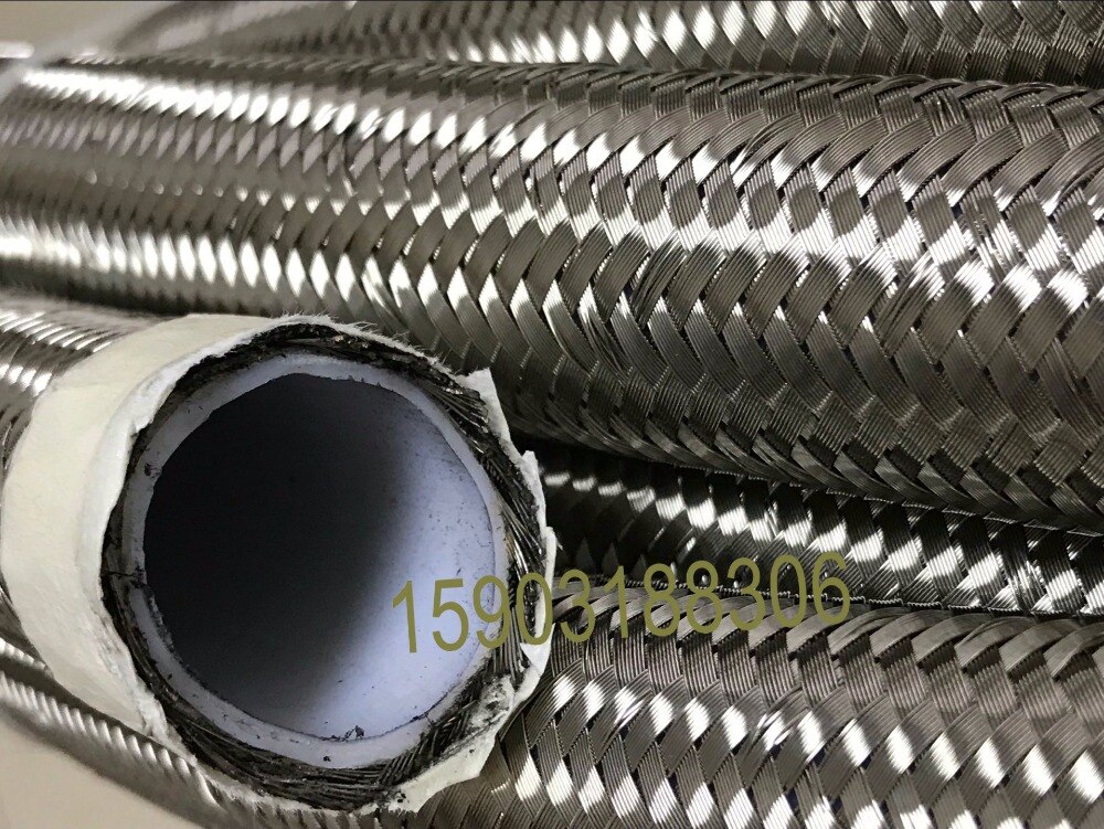 AN 16 16an Stainless steel braided white PTFE lined fuel hose Line 15ft