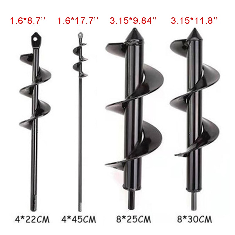 Garden Spiral Drill Bit Set Non-Slip Hex Drive HEX Shaft Drill Post Soil Cultivator Planting Hole Digger Tool