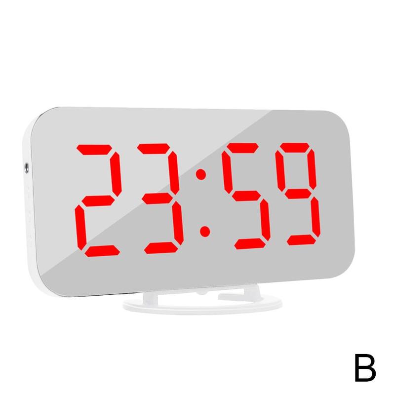 Reloj despertador Digital LED para móvil, espejo con pantalla Led nocturna, 2 puertos de carga USB para iphone, herramienta de teléfono Android, 1 unidad: B