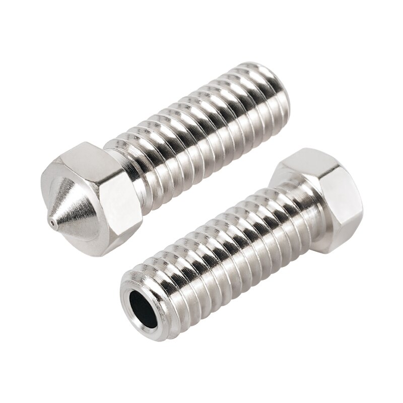 KINGROON 2 sztuk E3D wulkan dysze ze stali nierdzewnej mosiądz M6 gwint 3D drukarki dysza Hotend 0.2mm-1.2mm dla 1.75mm żarnika: 2pcs 1.0mm 1.75mm / Stainless Steel