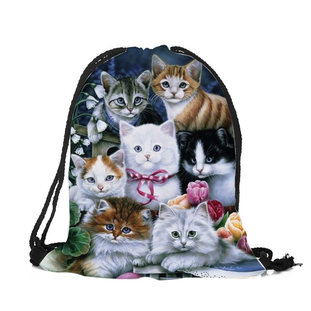 Sac A Dos Teenager School Backpack Lovely Funny 3D Kitten Cat Print Shoulder Bag for Girls Boys Casual Polyester Satchel Bag: 006