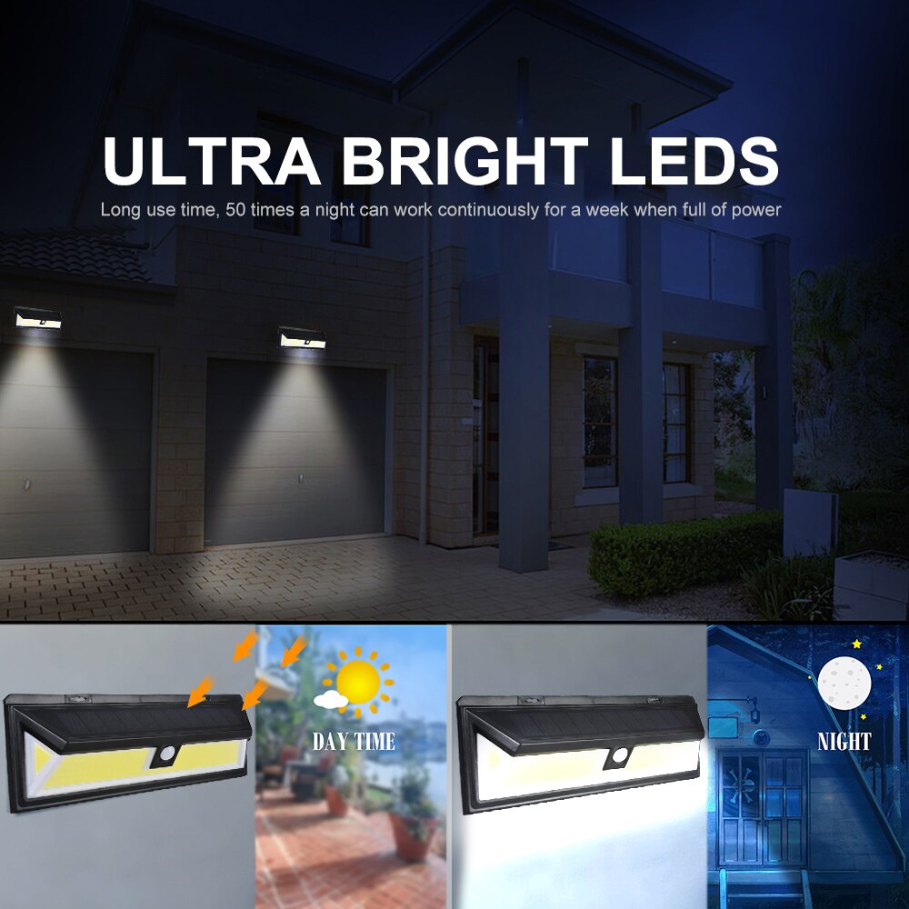 COB 180 led solar lamp outdoor waterproof PIR Motion Sensor Street Lamp for Garden Decoration Solar Light
