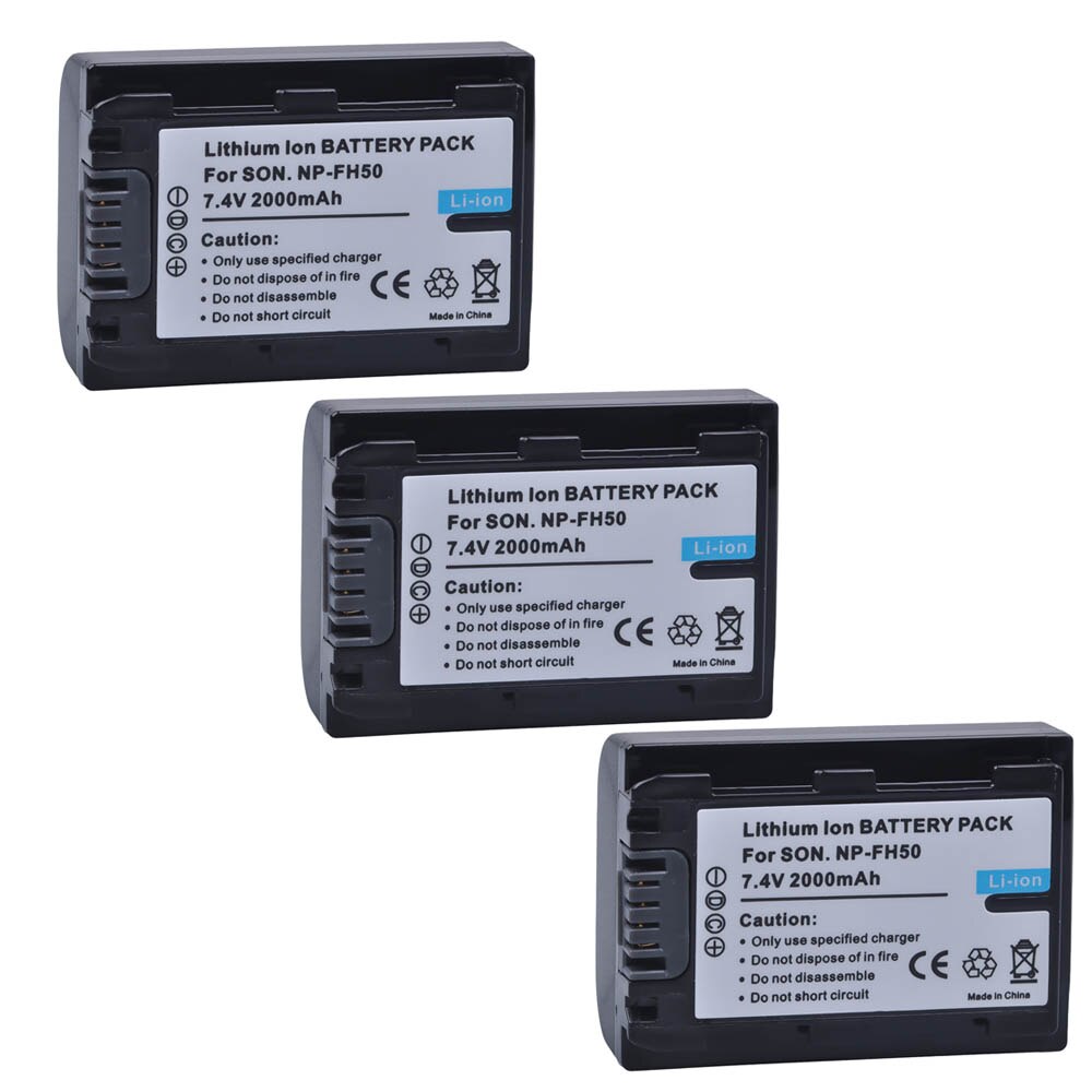 NP-FH50 NP FH50 Batterie pour Sony A230 A330 A290 A380 A390 HDR-TG1E TG3 TG5 TG7 DSC-HX1 DSC-HX200: 3 pcs NPFH50