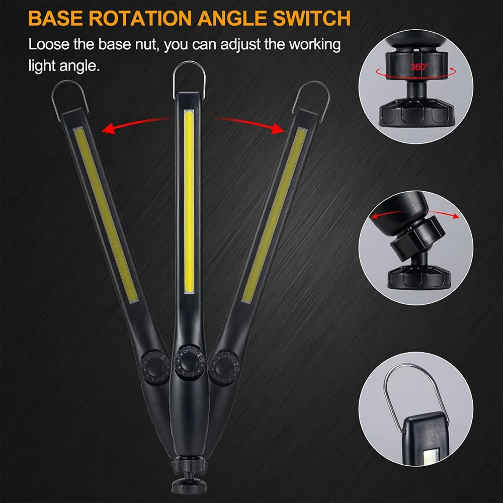 USB oplaadbare COB LED-werklamp Draagbare magnetische draadloze inspectielamp voor autoreparatie Thuiswerkplaats Noodsituatie
