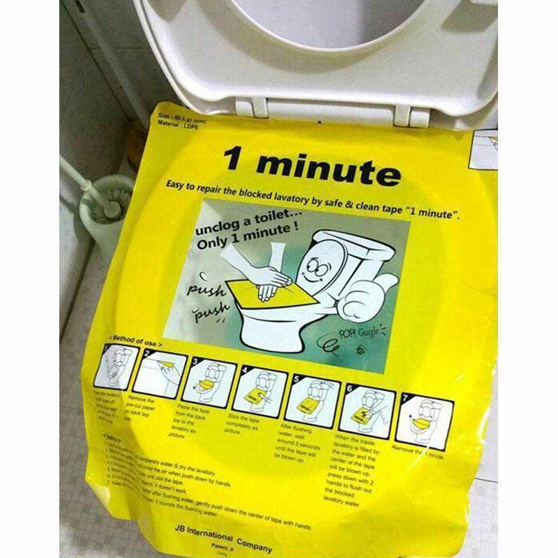 40x47cm Plastic Toilet Disposable Sticker Plunger Dredge Easy Fix Clogged Film TB