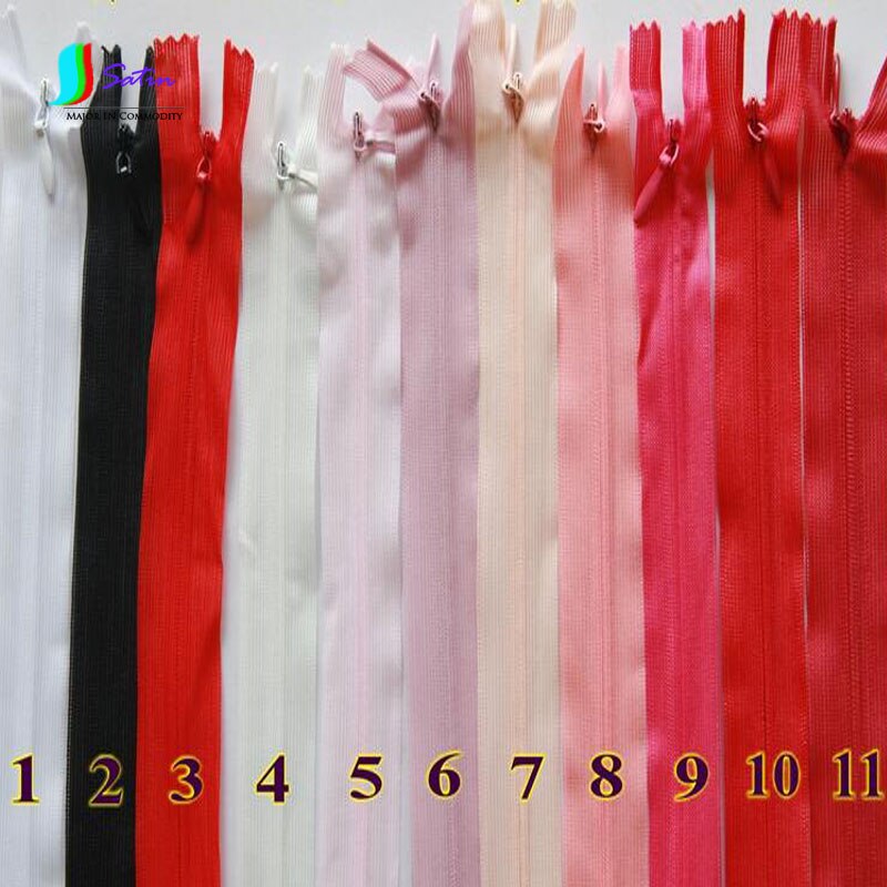 60 cm Lengte Kledingstuk Cheongsam Kleding Nylon Rits Kant Onzichtbare Rits Zwart-wit Rood Roze Rose Rood Serie S402P: random color / 10PCS