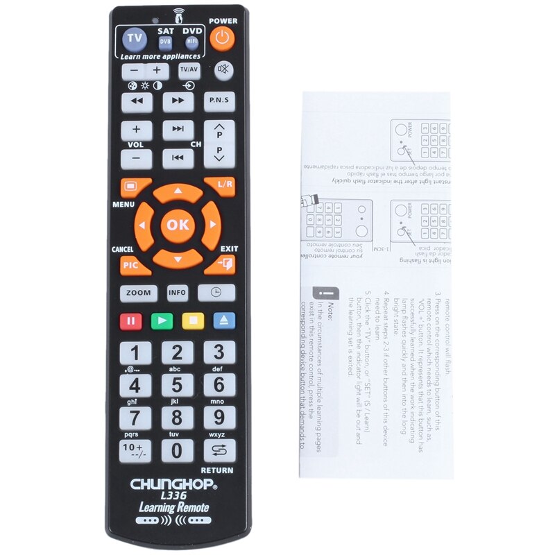 Chunghop L336 Kopie Smart Afstandsbediening Controller Met Leerfunctie Voor Tv Cbl Dvd Sat Leren