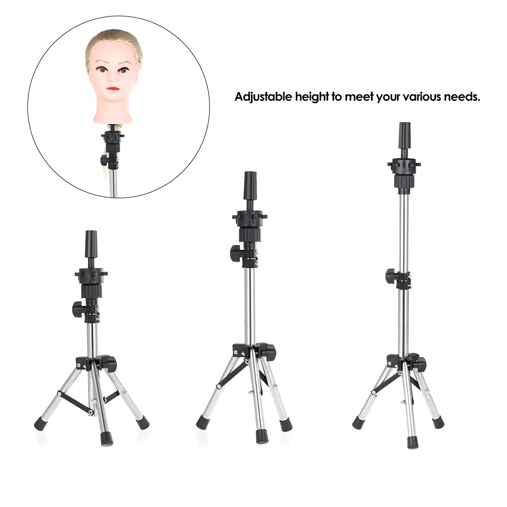 Adjustable Hairdressing Tripod False Head Holder Hairdresser Training Head False Head Stand Hair Wig Mold Clamp Styling Tools