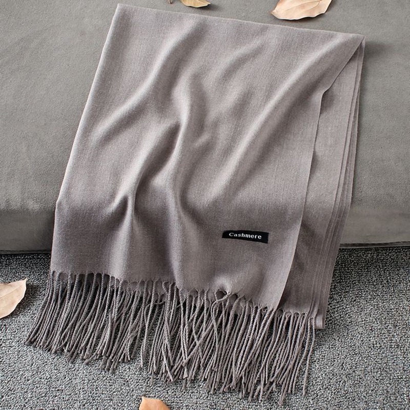 Weiche Kaschmir Schals Frauen Herbst Neue Feste Farbe wickelt Dünne Lange Schal mit Quaste lässig Dame Winter Weibliche Schal