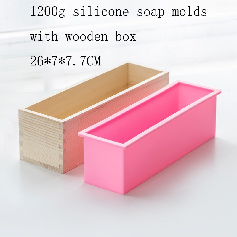 900/1200G Rectangle Silicone Soap Making Handmade Soap Craft Mold With Wooden Box: 1200g with box