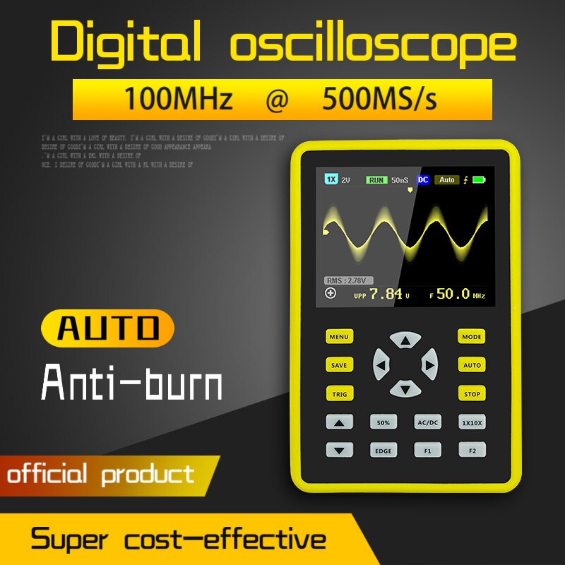 Digital Oscilloscope 5012H 2.4inch LCD Display Screen 100MHz Bandwidth and 500MS/s Sampling Rate