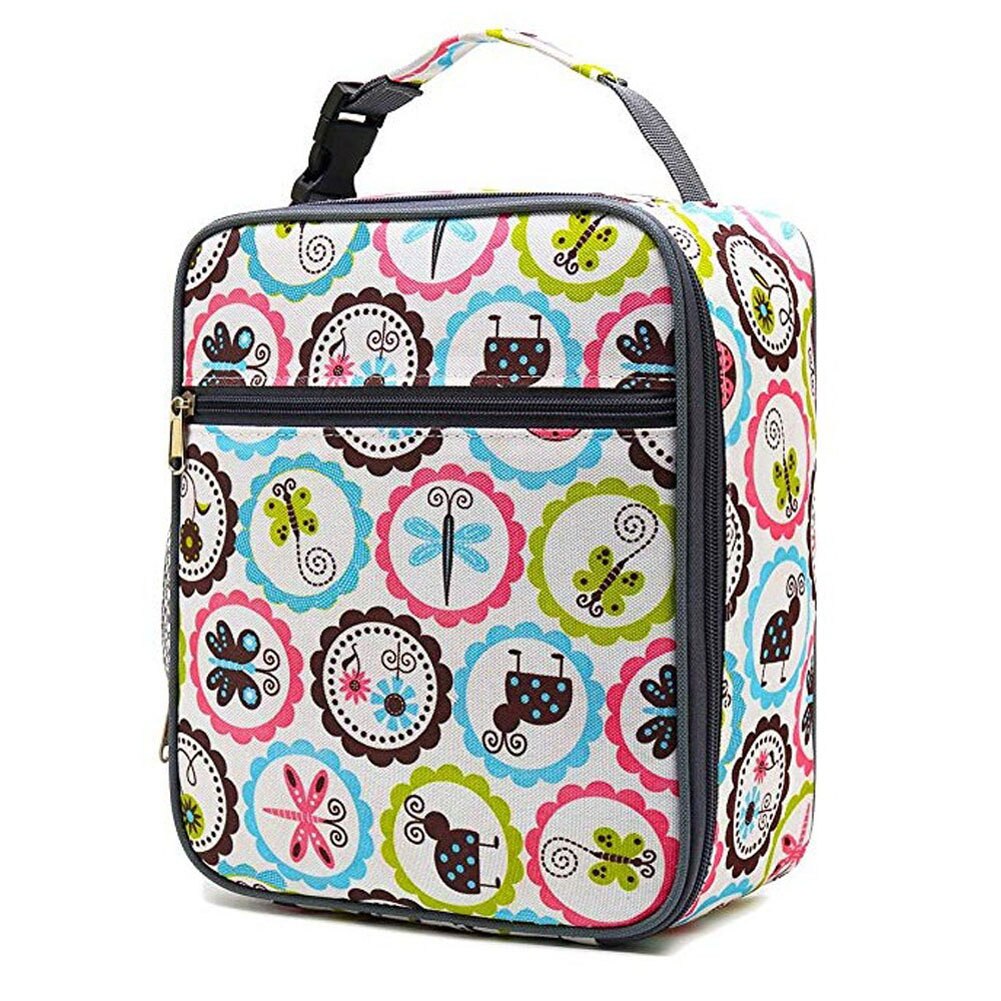 Pranzo al sacco portatile nuovo pranzo al sacco isolato termicamente borsa termica borsa Bento Pouch contenitore per la cena borse per la conservazione degli alimenti scolastici: Insect Pattern