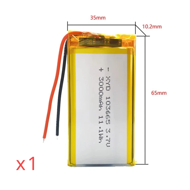 103665 / 103565 3,7 V 3000 mAh Polymer-Lithium-Akku für Hochgeräte, Werkzeuge, LED-Leuchten, Fahrrekorder, Powerbank: Lila