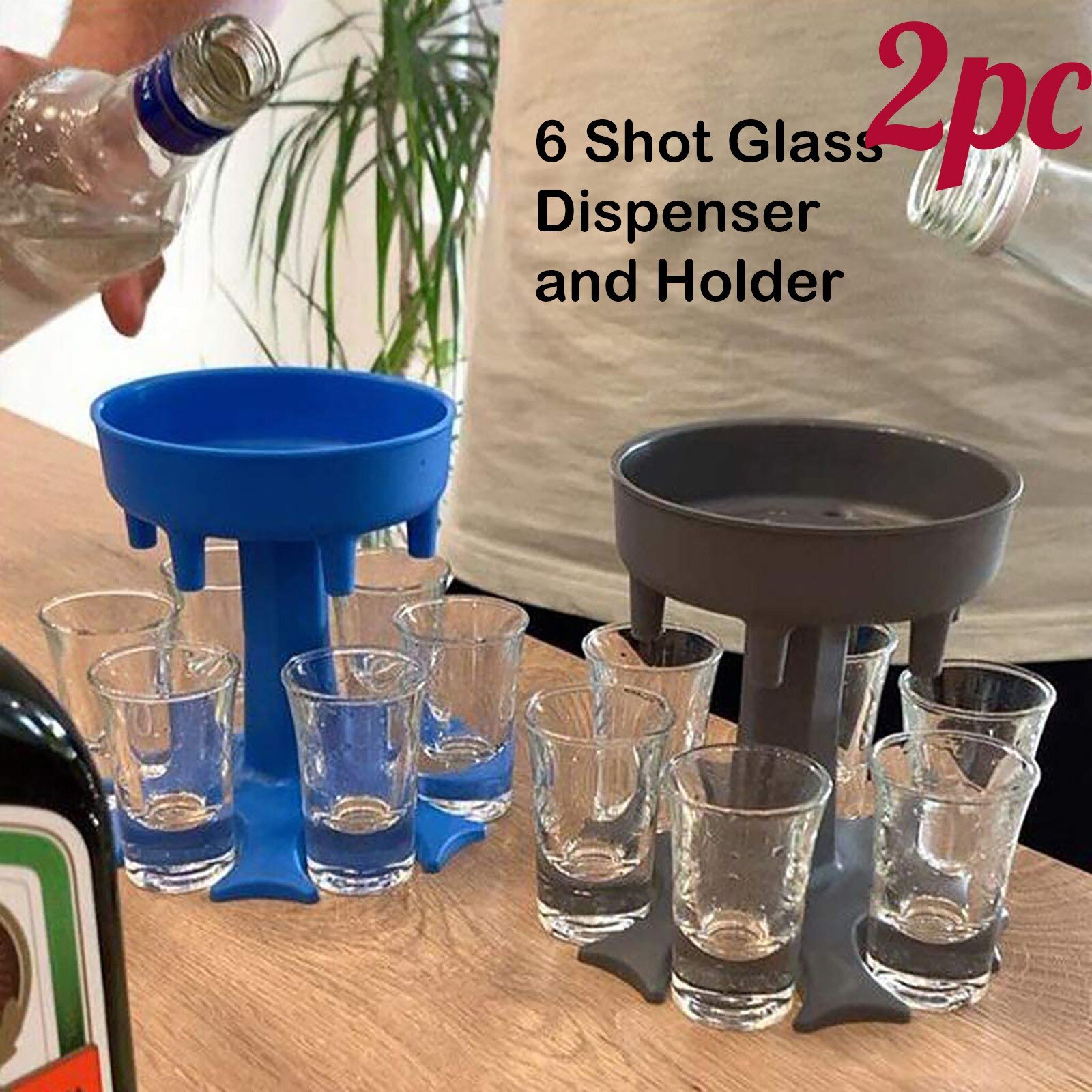 6 shotglas dispenser en houder - dispenser voor het afvullen van vloeistoffen, shots dispenser, drank dispenser en drager voor thuisbartijd