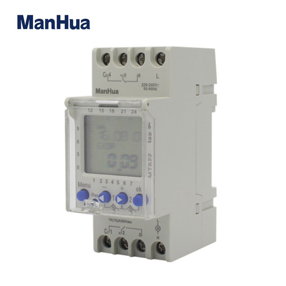 ManHua 250V 16A Random Clock 2 Channel 7 Day MT822 Universal Electric Product for Home Use Digital Timer Switch