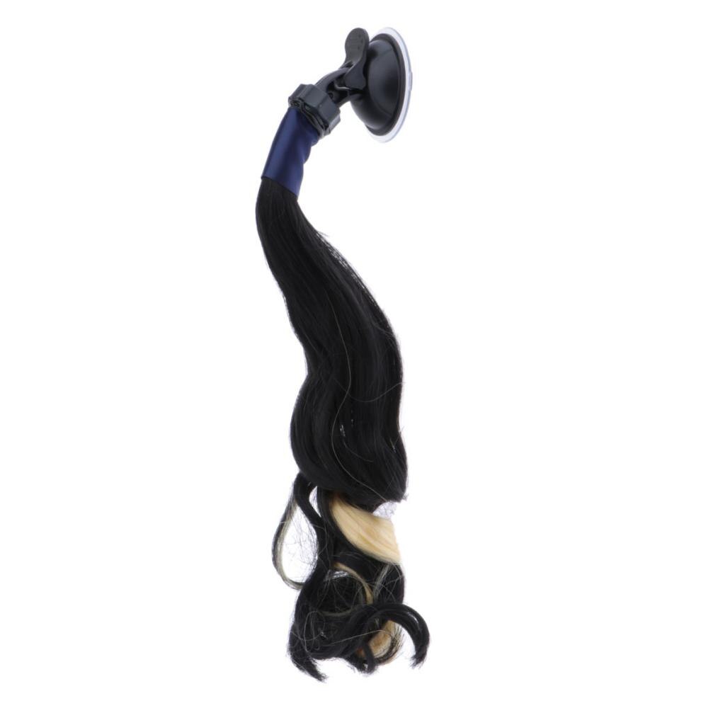 Motorcycle Hand-made Helmet Hair Wig Braids Ponytail DIY Helmet Mohawk Hair Motorcycle Helmet Wig Curly Hair For Motorbike Hemet: Black LightYellow