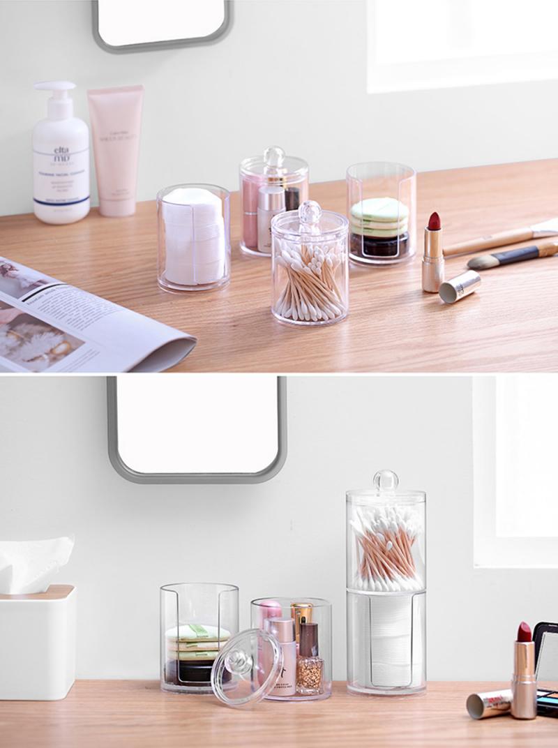 Transparent Round Multifunctional Acrylic Container Makeup Cotton Cosmetic Container Pad Organizer Jewelry Storage Box Candy
