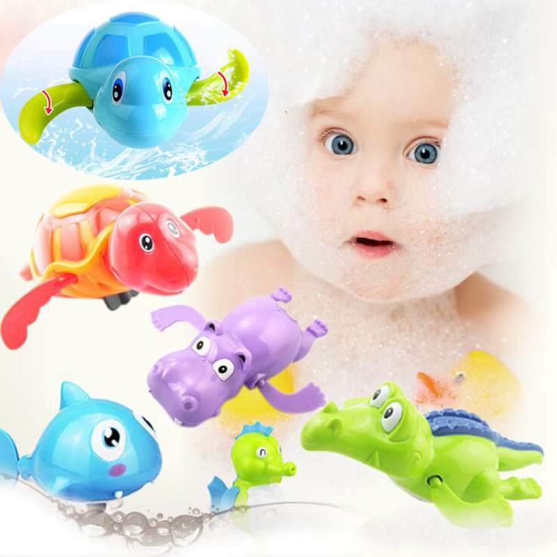 Baby Bath Toys Cartoon Animal Penguin Infant Kids Water Toy Cute Swim Turtle Frog Wind Up Chain Clockwork Toys