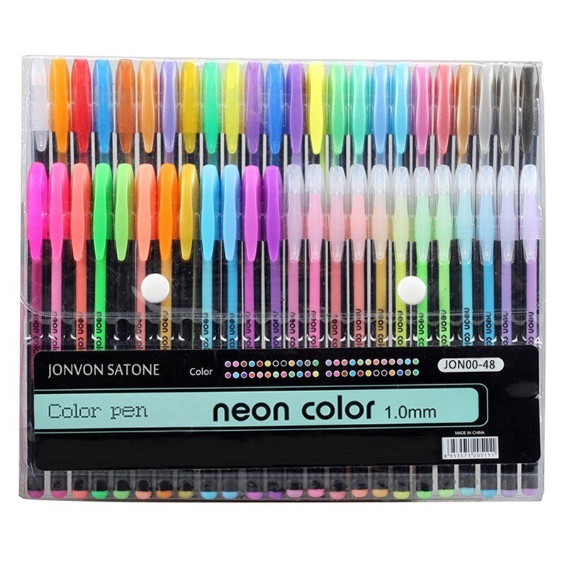 Juego de rotuladores de colores con purpurina para dibujo, bolígrafos de Gel de colores Pastel, neón, papelería para oficina y escuela, 48 Uds.: 48 Colros