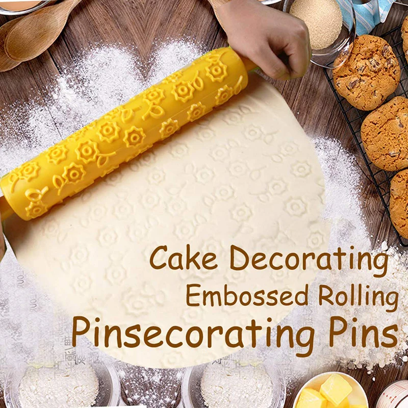 Kakdekoration med präglade kavel texturerad non-stick fondant bakverk glasyr lera degrulle köksredskap bakning