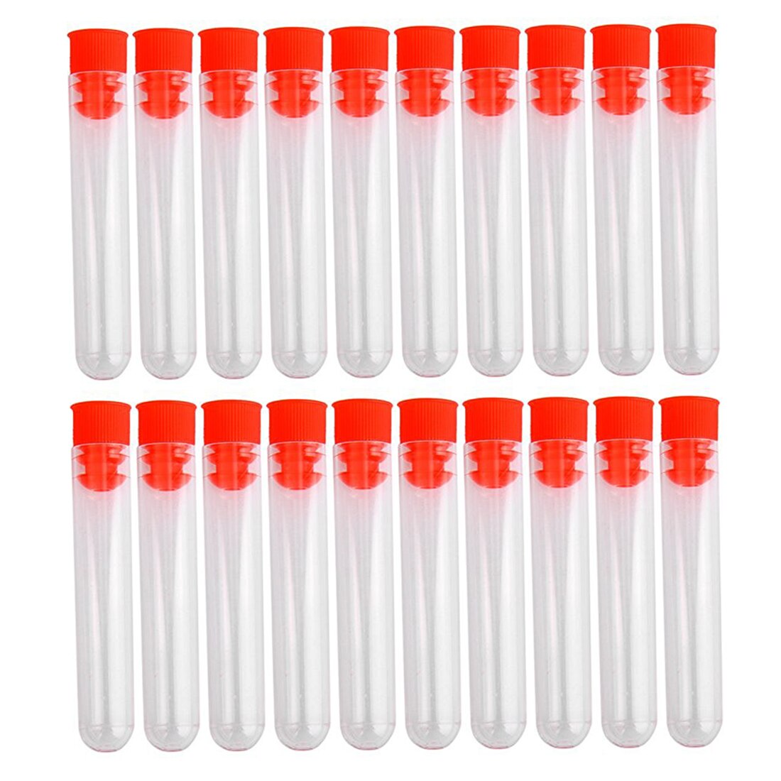 20 Pcs 12 x 60 mm Non-Completed Plastic Test Tubes Lab Test Tool With Screw Cap