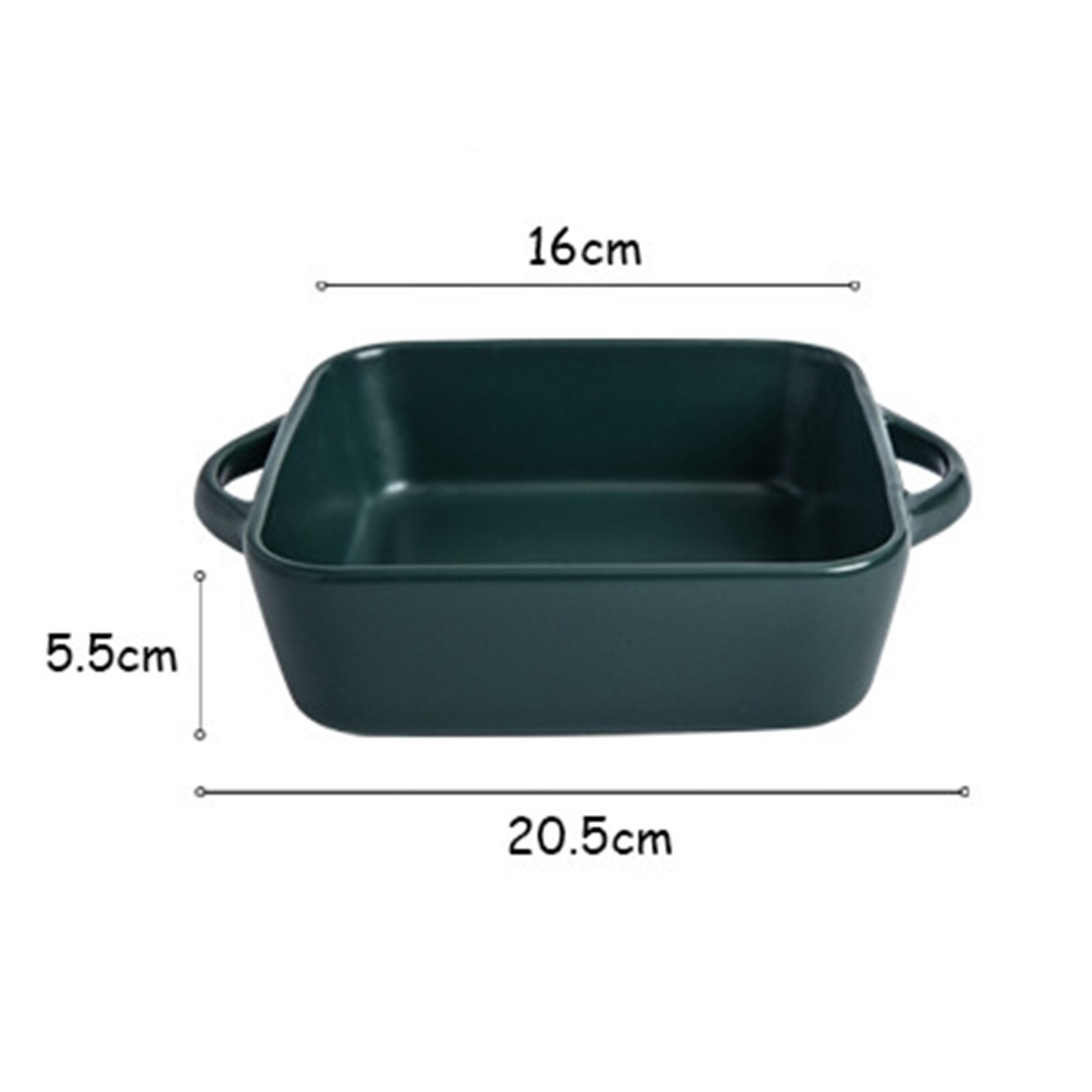 Ceramic color glazed binaural baking tray Simple pasta baked rice tray Barbecue grilled meat cheese tray Kitchen cooking tools: Dark green