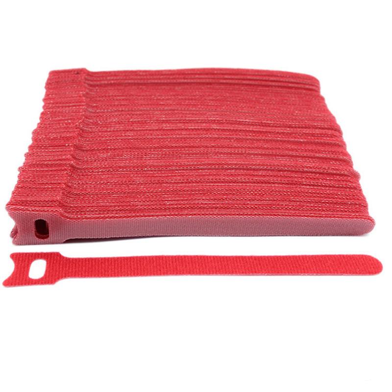 50Pcs Colour Reusable Black Cable Cord Nylon Strap Hook Loop Ties Tidy Organiser Tool Hook And Loop Cable Ties Multiple: red