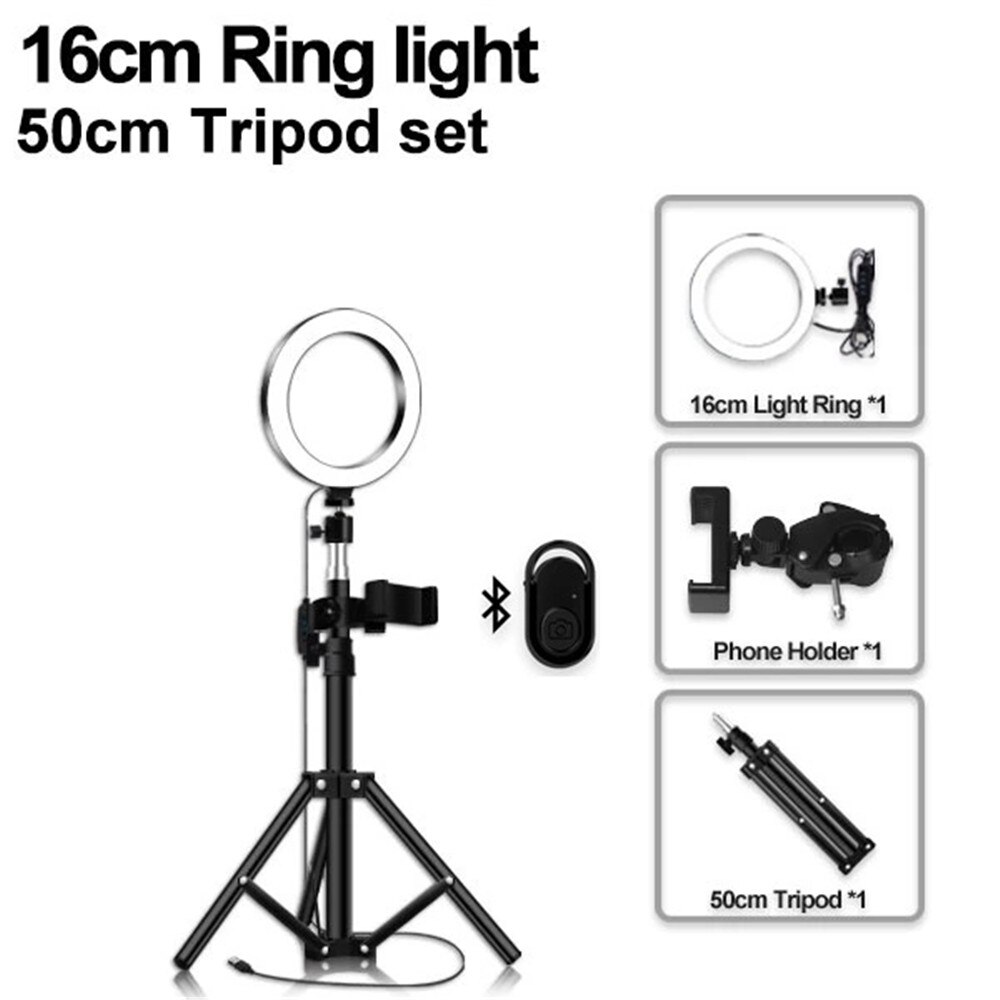 Pavimento Photo Studio Selfie Anello di Luce A LED con Supporto Del Telefono Mobile per Youtube Streaming In Diretta di Trucco In Diretta Supporto Mobile Treppiedi: 16light-50tripod