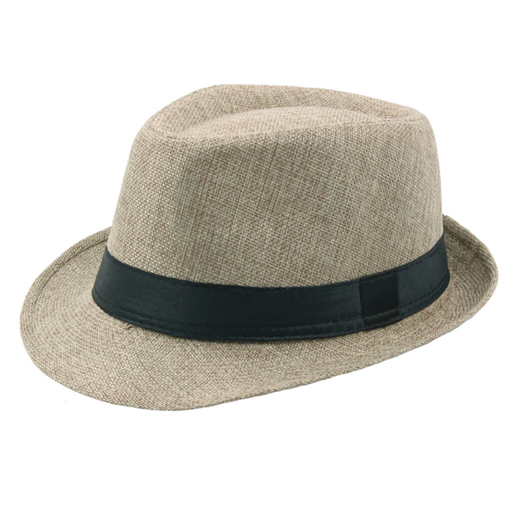 Jazz Sun Hats Men's Breathable Linen Top Cap Outdoor Sun Hat Straw Hats Visor Hip Hop Cap Summer Fisherman Hat Sunhats: Khaki