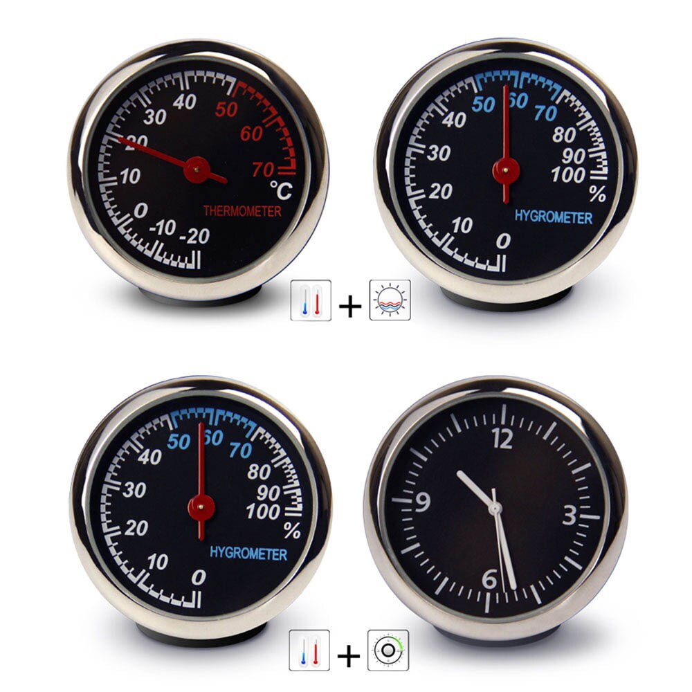 Auto Car Electronic Clock Automotive Mini Car Digital Thermometer Alloy Electronic Digital Quartz Dashboard Decorative