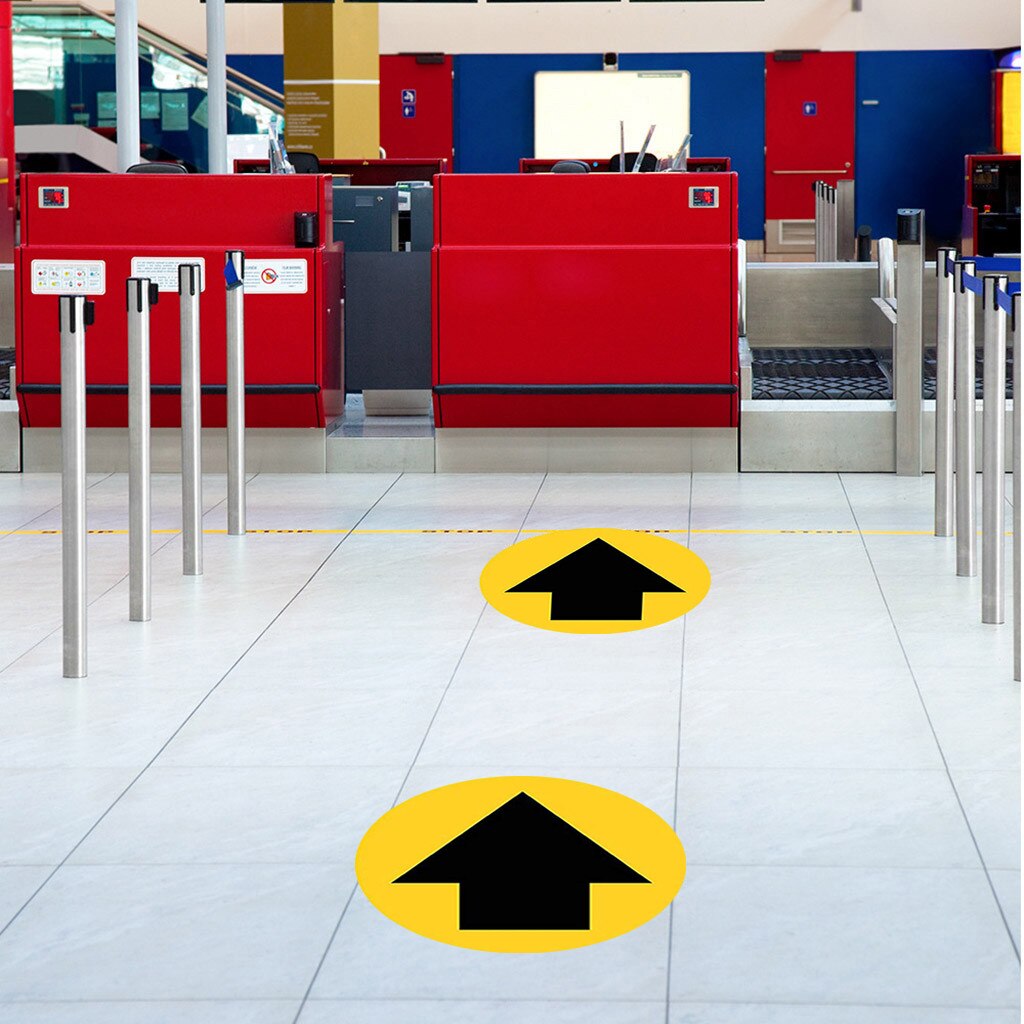 Ground Sign Please Isolated Label Keep Wait Here Stand Here Keep 6ft In Between Distance Marker Floor 5pc Stickers