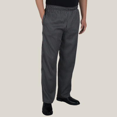 Neue kochdienst koch einheitliche chef de partie executive chef hose schwarz weiß gestreiften elastischen Rote Paprika Migo restaurant uniform: 1 / XXL