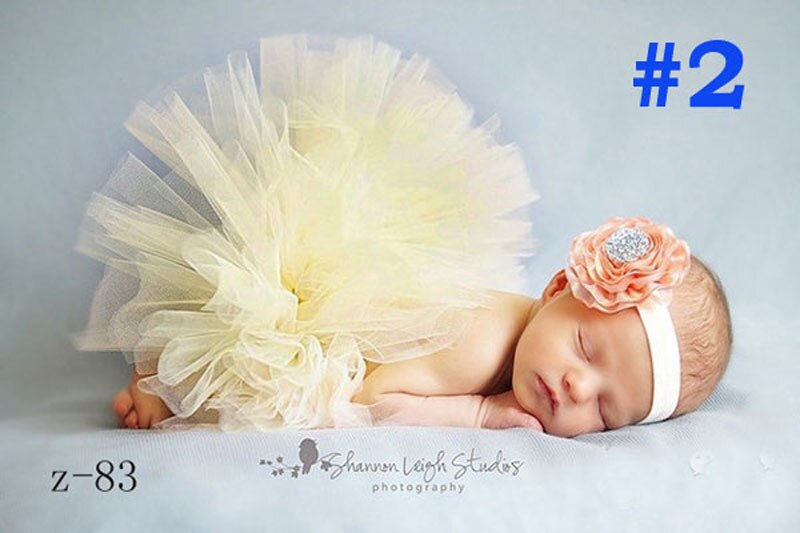 Couture Tutu Set With Flower Headband Newborn Photography Prop Costume Birthday Shower 1set TS008