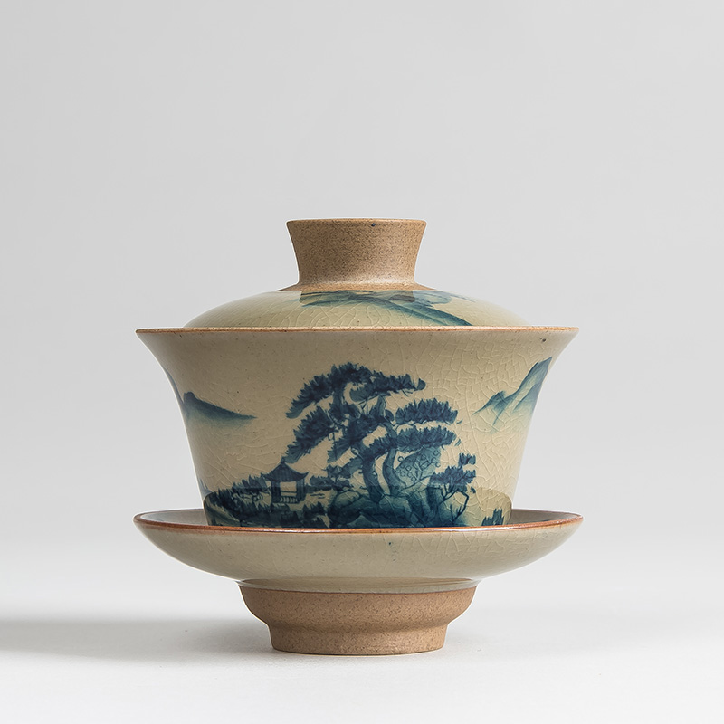 Kinesisk testel turee gaiwan vintage håndmalet keramik testel sæt håndmalet benporcelæn porcelæn kung fu te sæt skål: 4