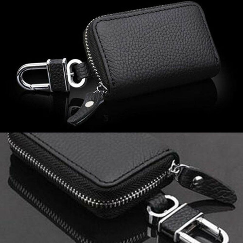 Pu Lederen Auto Auto Truck Lederen Zipper Key Case Cover Houder Tas Voor Universal Zorg Sleutel Zwart