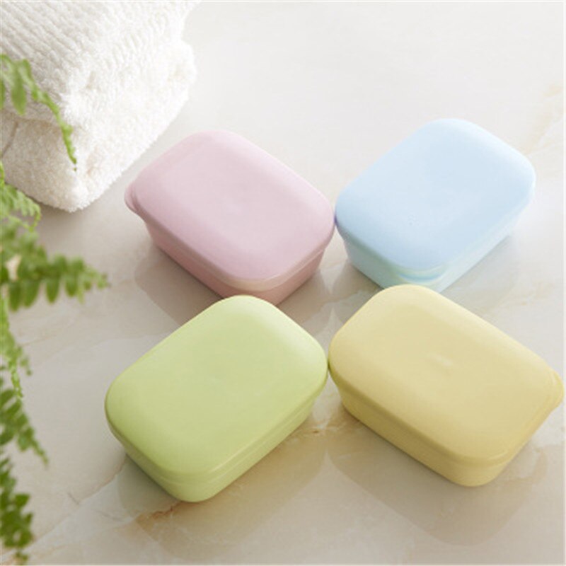 Travel School Soap Tray Portable Rectangle Soap Box With Drain Low & Lid Stylish Soap Dish