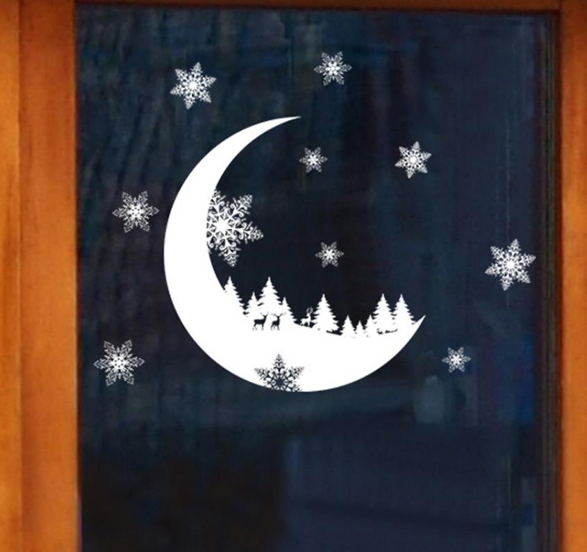 Sne måned elektrostatisk væg klistermærke vindue glas jul diy klistermærker hjem mærkat juledekoration år tapet.