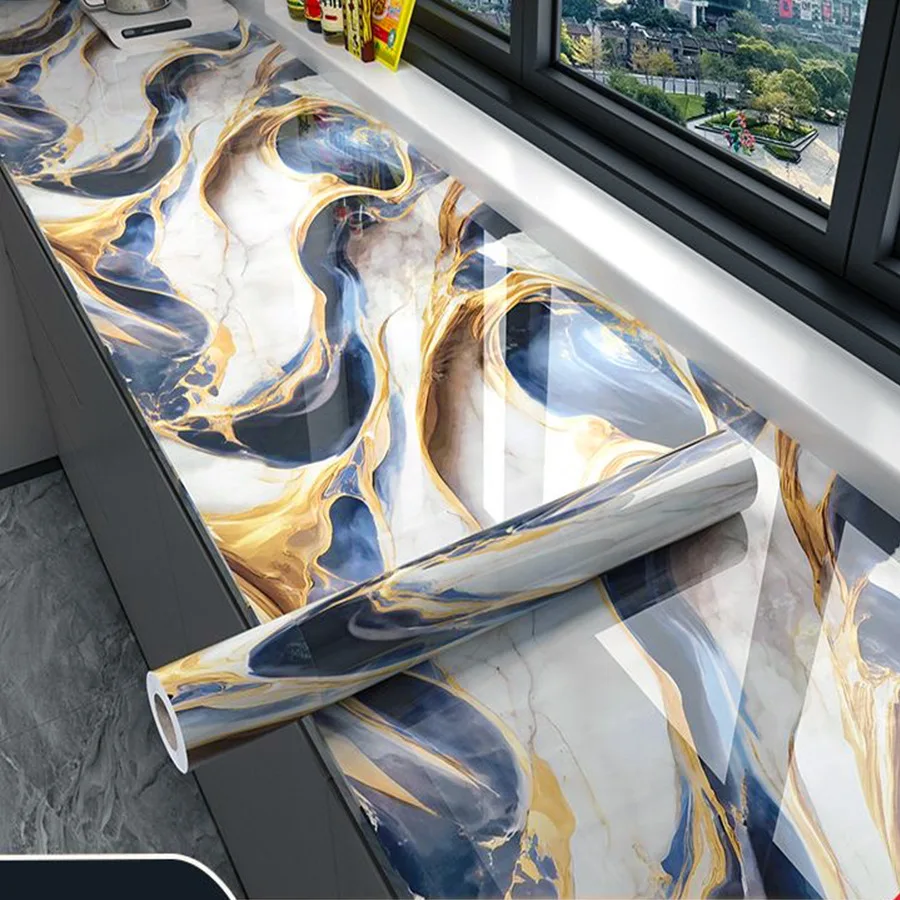 Marmeren patroonbehang voor keuken eetkamer waterdicht en oliebestendig huisdecoratie achtergrondstickers behang