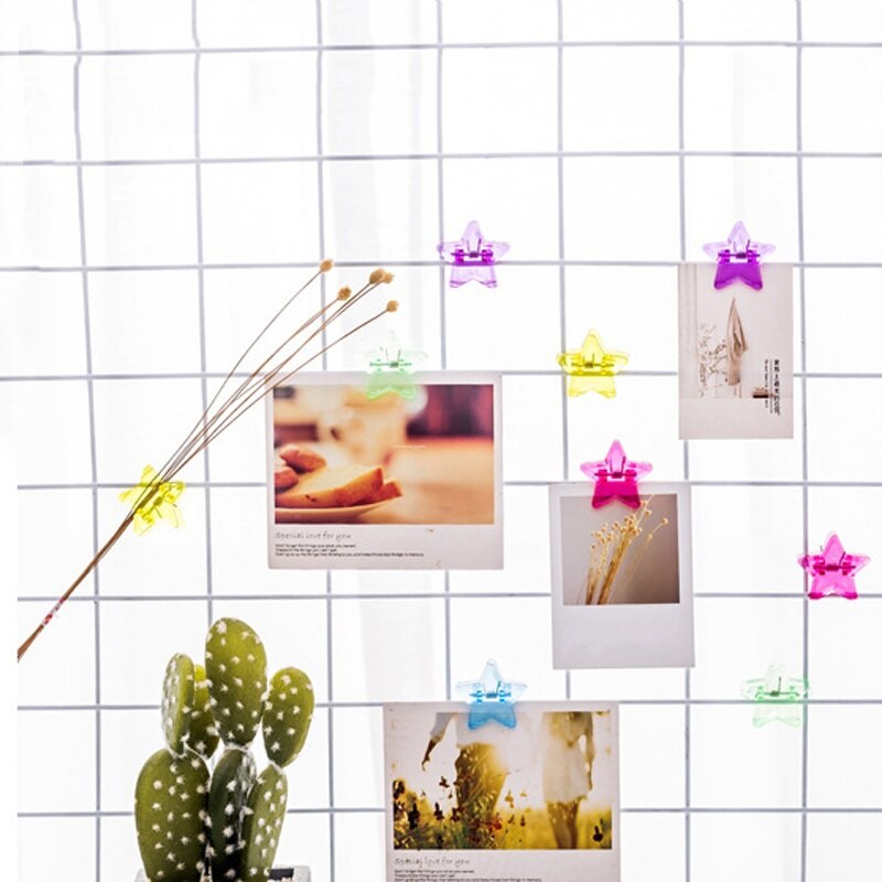10 stk søte stjerneklemmer plastfil kvitteringsholder kawaii stasjonær papeleria papir dokumentperm klips brev foto grep klemme