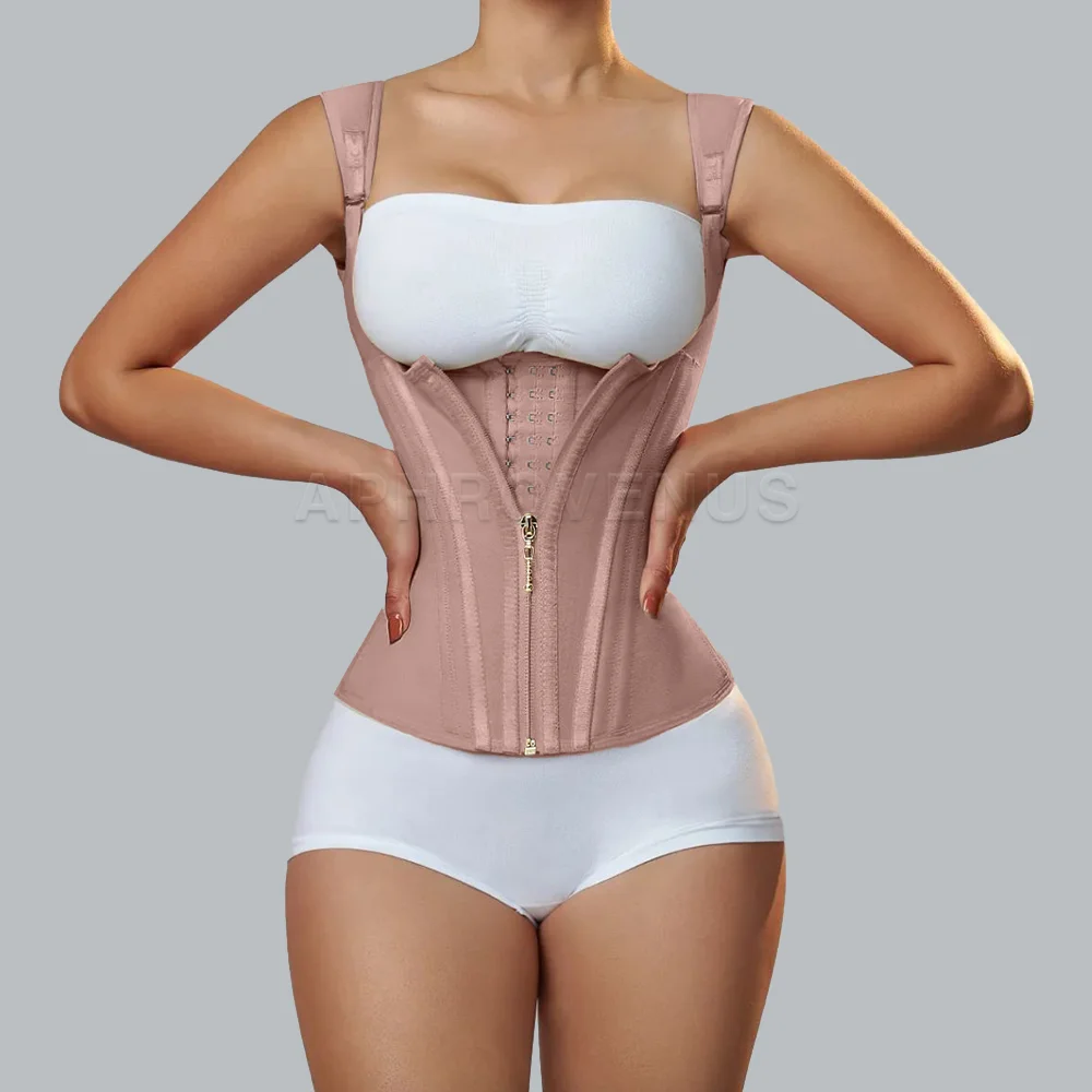 Fajas Colombianas – Corset d'entraînement de taille à Double Compression pour femmes, avec fermeture éclair réglable en os et yeux à crochet, modelant le ventre plat: XXL / Lavande