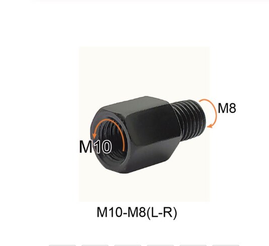 Motorcycle Scooter Black Mirror Adapter M10 M8 10MM 8MM Rearview Mirrors Adapters Right Left Hand Thread Conversion Bolt Screws: M10-M8(L-R)
