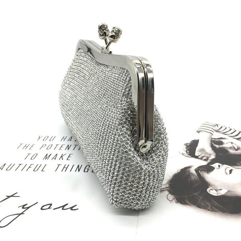 Senhoras diamantes sacos de noite elegante festa casamento pequena concha bolsa para a mulher jantar embreagem bolsa corrente ombro ftb318
